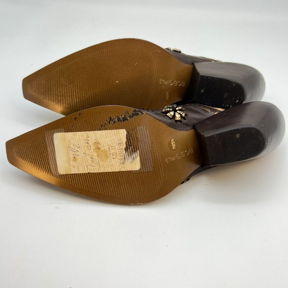 BCBGirls Western Style Mules Slip-on Square Toe Sz 7.5 Leather Upper and Sole - Picture 14 of 15